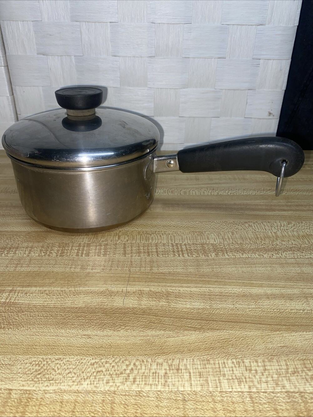 Revere Ware 1 QT Saucepan With Lid, Copper Bottom 1801 Clinton, IlL USA